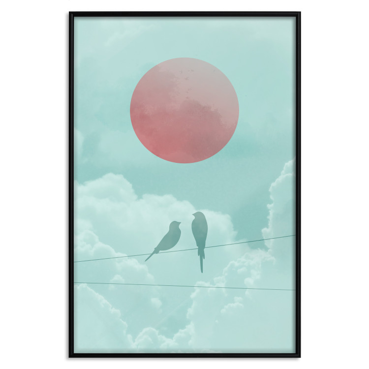 Poster Pastel Sunset - abstract birds against blue clouds 129584 additionalImage 16