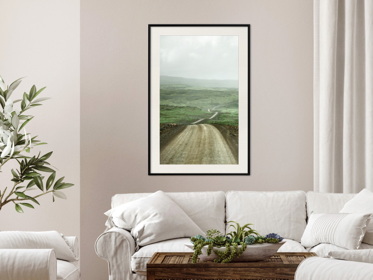 Poster Road Through Plains - landscape of a road and green fields against the sky 130384 additionalImage 24