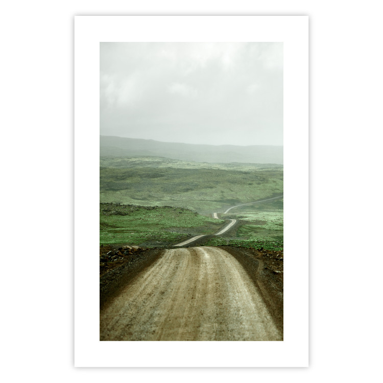 Poster Road Through Plains - landscape of a road and green fields against the sky 130384 additionalImage 25