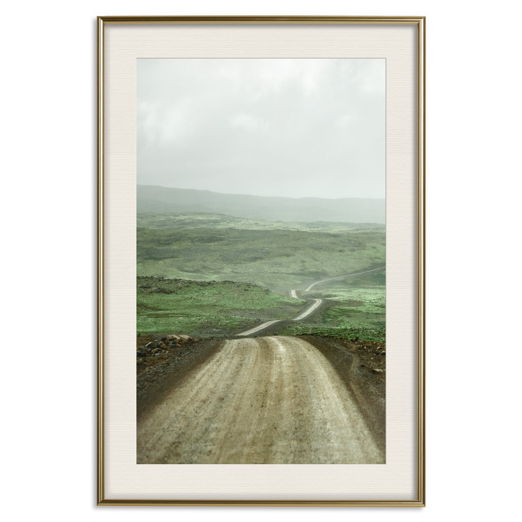 Poster Road Through Plains - landscape of a road and green fields against the sky 130384 additionalImage 20