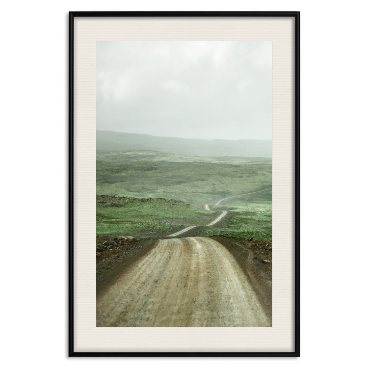 Poster Road Through Plains - landscape of a road and green fields against the sky 130384 additionalImage 19
