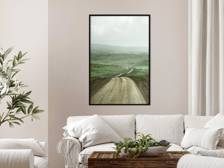 Poster Road Through Plains - landscape of a road and green fields against the sky 130384 additionalImage 4