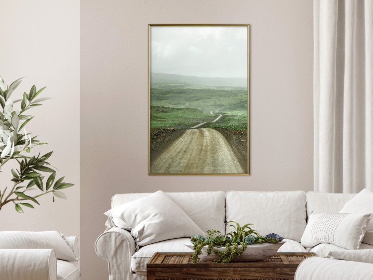 Poster Road Through Plains - landscape of a road and green fields against the sky 130384 additionalImage 7