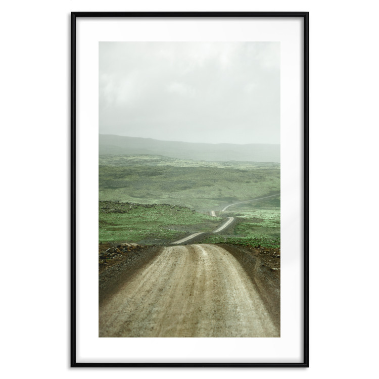 Poster Road Through Plains - landscape of a road and green fields against the sky 130384 additionalImage 15