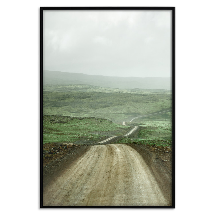 Poster Road Through Plains - landscape of a road and green fields against the sky 130384 additionalImage 18