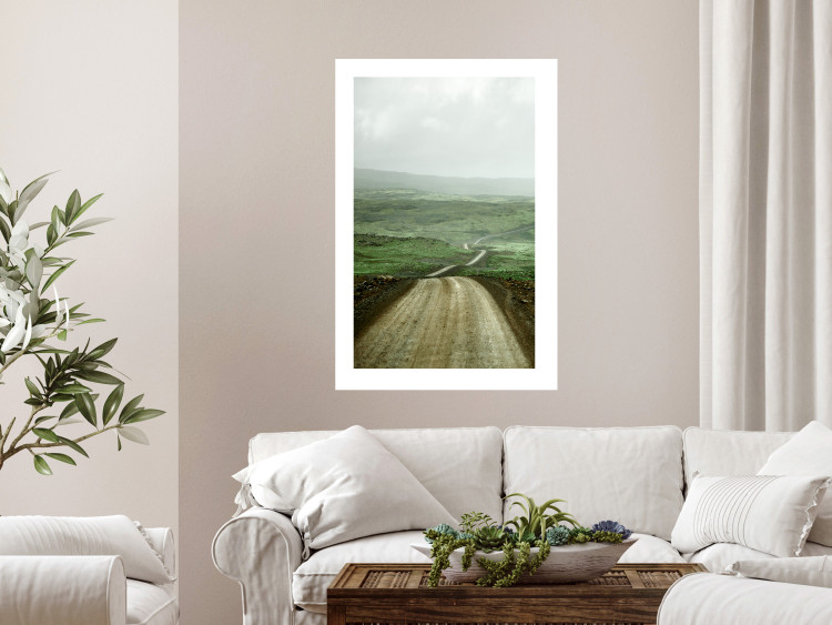 Poster Road Through Plains - landscape of a road and green fields against the sky 130384 additionalImage 3