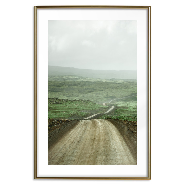 Poster Road Through Plains - landscape of a road and green fields against the sky 130384 additionalImage 14