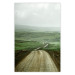 Poster Road Through Plains - landscape of a road and green fields against the sky 130384
