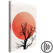 Canvas Art Print A tree with sunset - an abstract composition with a black outline of branches and pierced by the non-moving sun in orange colors 131884 additionalThumb 6