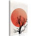 Canvas Art Print A tree with sunset - an abstract composition with a black outline of branches and pierced by the non-moving sun in orange colors 131884 additionalThumb 2