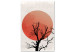 Canvas Art Print A tree with sunset - an abstract composition with a black outline of branches and pierced by the non-moving sun in orange colors 131884