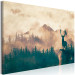 Canvas Print Proud Stag (1-piece) Wide - misty forest landscape scenery 131984 additionalThumb 2