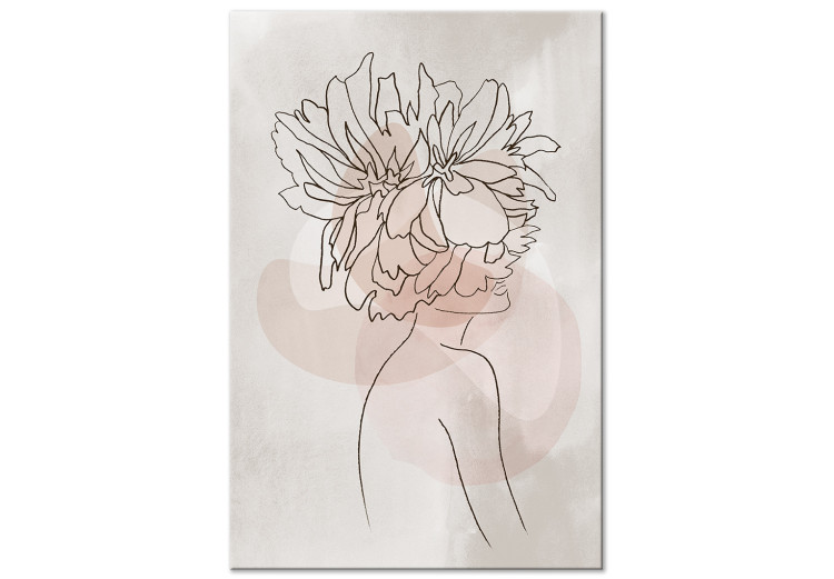 Canvas Art Print Sophie's Flowers (1-piece) Vertical - lineart of abstract woman 132084