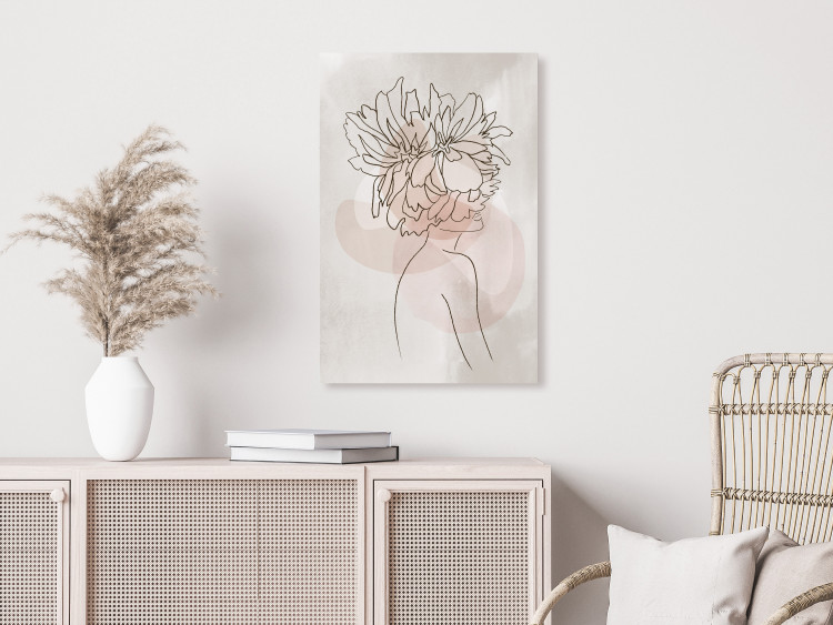 Canvas Art Print Sophie's Flowers (1-piece) Vertical - lineart of abstract woman 132084 additionalImage 3