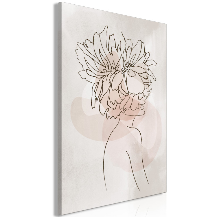 Canvas Art Print Sophie's Flowers (1-piece) Vertical - lineart of abstract woman 132084 additionalImage 2