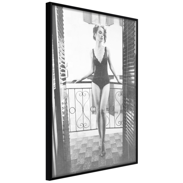 Wall Poster Petite Woman - black and white photograph of a slender woman on a balcony 134184 additionalImage 11