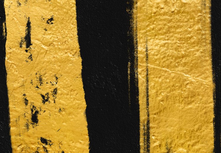 Canvas Art Print Golden brush lines - modern abstraction on black background 134384 additionalImage 4