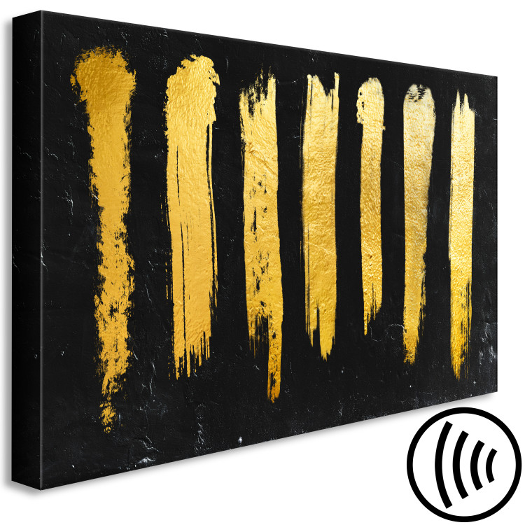 Canvas Art Print Golden brush lines - modern abstraction on black background 134384 additionalImage 6