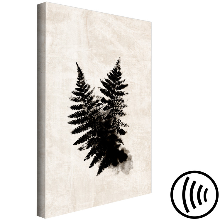 Canvas Print Black fern - two leaves in black on a bright, shabby background 134484 additionalImage 6
