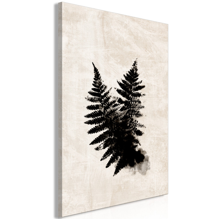 Canvas Print Black fern - two leaves in black on a bright, shabby background 134484 additionalImage 2