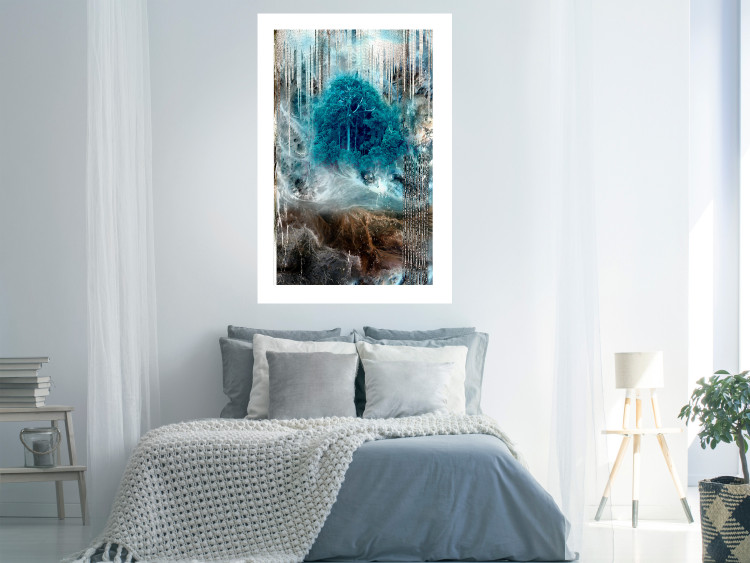 Wall Poster Sanctuary - abstract forest landscape with a turquoise tree in the center 134584 additionalImage 3