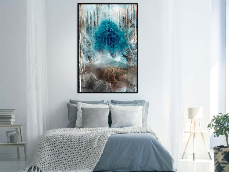 Wall Poster Sanctuary - abstract forest landscape with a turquoise tree in the center 134584 additionalImage 4