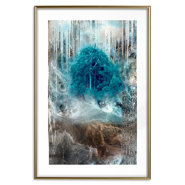 Wall Poster Sanctuary - abstract forest landscape with a turquoise tree in the center 134584 additionalImage 14