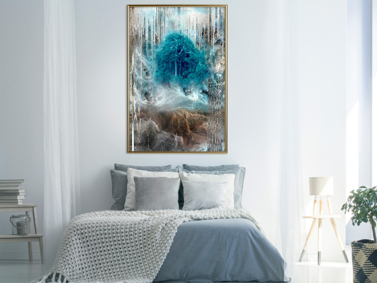 Wall Poster Sanctuary - abstract forest landscape with a turquoise tree in the center 134584 additionalImage 5