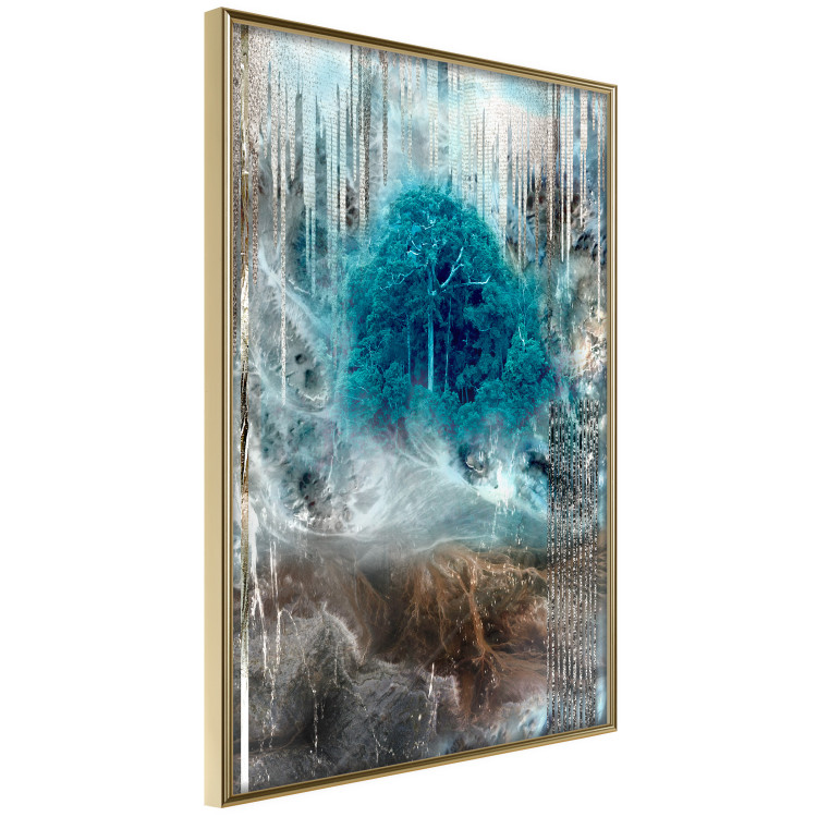 Wall Poster Sanctuary - abstract forest landscape with a turquoise tree in the center 134584 additionalImage 12