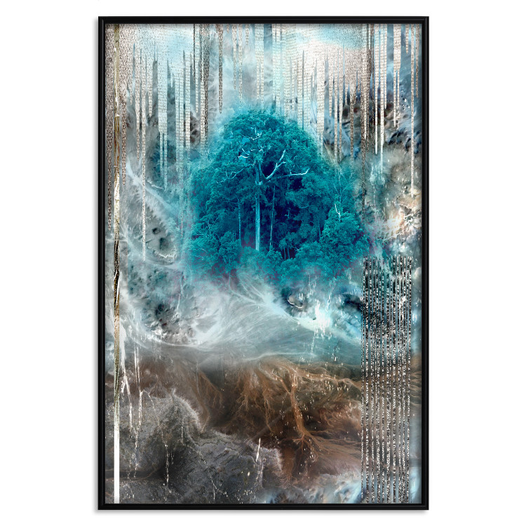Wall Poster Sanctuary - abstract forest landscape with a turquoise tree in the center 134584 additionalImage 16