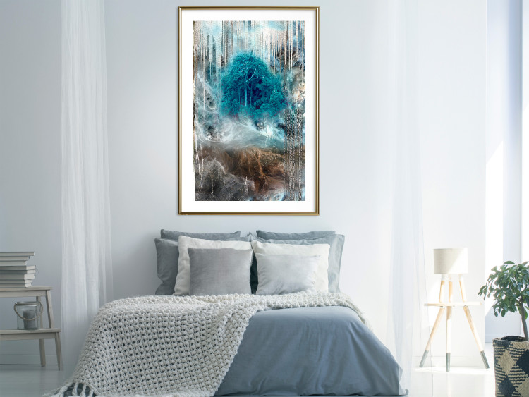 Wall Poster Sanctuary - abstract forest landscape with a turquoise tree in the center 134584 additionalImage 13