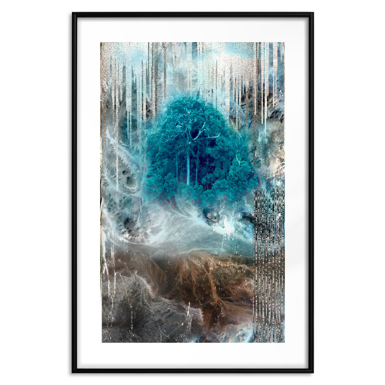 Wall Poster Sanctuary - abstract forest landscape with a turquoise tree in the center 134584 additionalImage 15