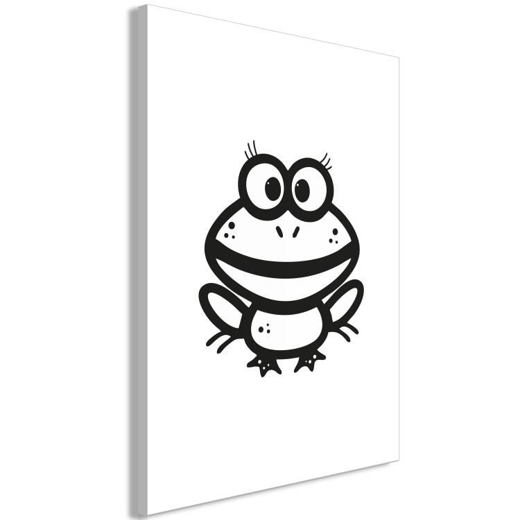 Canvas Print Little frog - drawing image of a smiling amphibian in black and white 135184 additionalImage 2