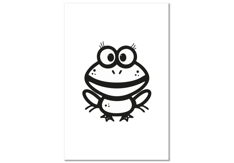 Canvas Print Little frog - drawing image of a smiling amphibian in black and white 135184