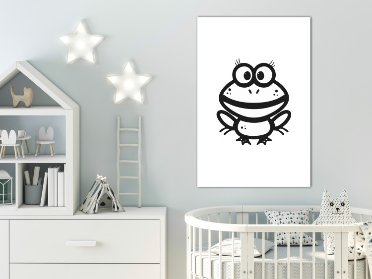Canvas Print Little frog - drawing image of a smiling amphibian in black and white 135184 additionalImage 3