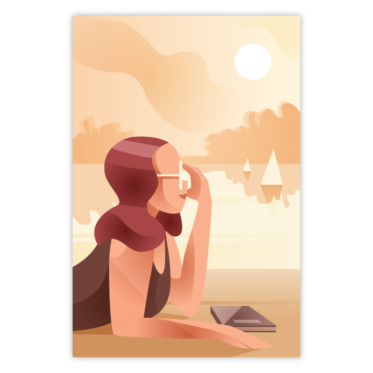 Poster Vacation Journal - warm summer composition with a woman on the beach 135884
