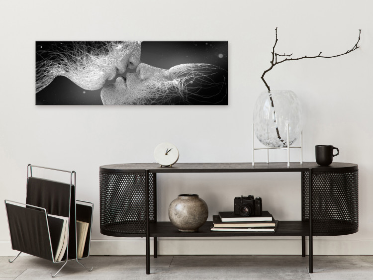 Canvas Art Print Unearthly kiss - Modern black and white abstraction 137184 additionalImage 3