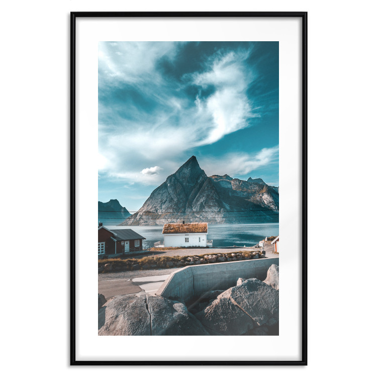 Poster Cottage by the Bay - landscape of a small town against rocky mountains 138784 additionalImage 19