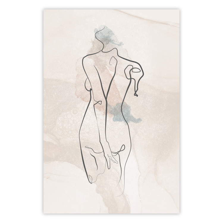 Wall Poster Standing in the Sun - Female Figure Drawn With Lines 146184