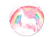 Round Canvas Magic World - Unicorn and Rainbow Against a Pink Sky 148684