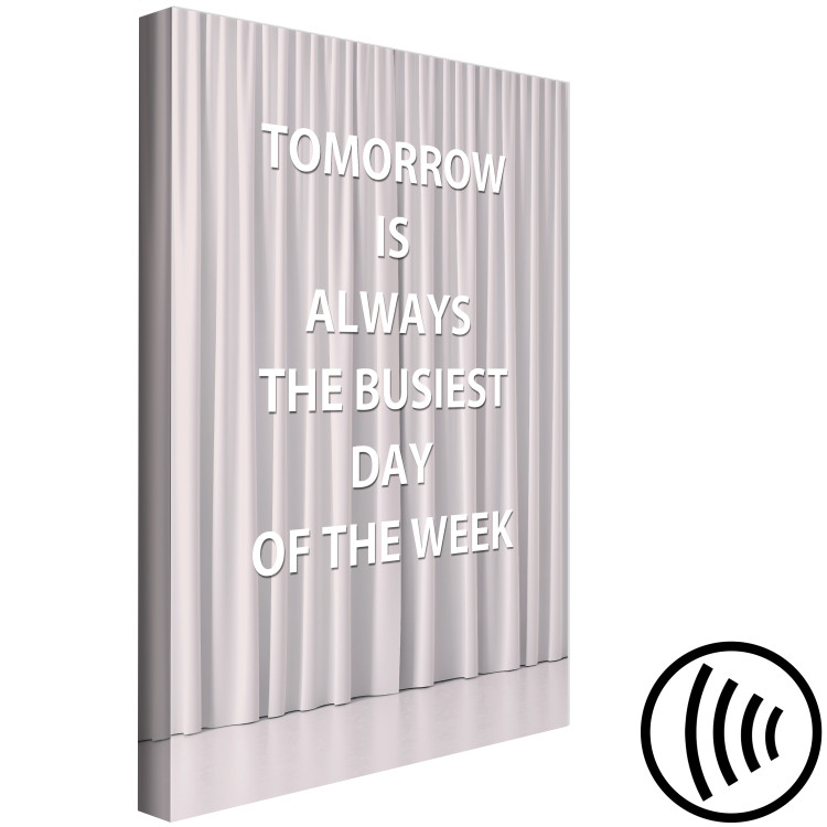 Canvas Print Tomorrow is always the most busy day of the week - quote in English on a background of a purple curtain 149684 additionalImage 6