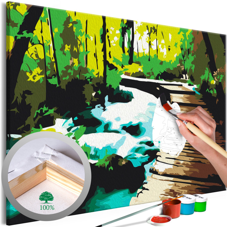 Paint by number Forest Footbridge - Wooden Road Among the Stream and Trees 149784
