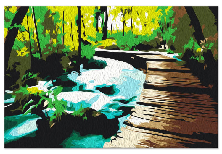 Paint by number Forest Footbridge - Wooden Road Among the Stream and Trees 149784 additionalImage 5