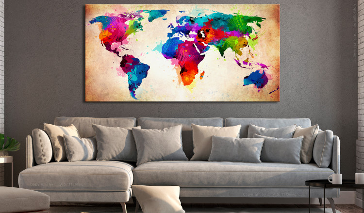 Large canvas print Painted World Map II [Large Format] 150784 additionalImage 6