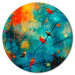 Round Canvas Bird Gathering - Colorful Birds on a Multicolored Abstract Background 151584