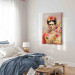 Canvas Art Print Portrait of Frida - A Woman on a Colorful Blurred Background With Flowers 152284 additionalThumb 4