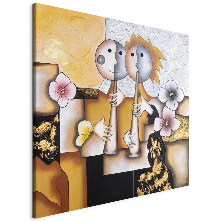 Canvas Minstrels (1-piece) - abstract figures with flowers and designs 47284 additionalImage 2