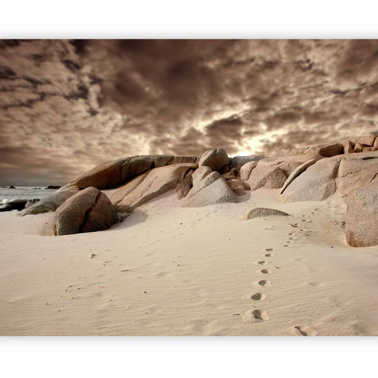 Photo Wallpaper Space - Sandy Beach with Stones and Restless Sky 60284 additionalImage 5