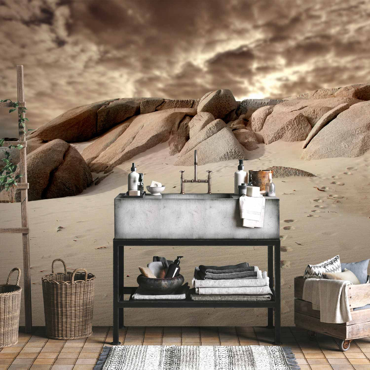Photo Wallpaper Space - Sandy Beach with Stones and Restless Sky 60284 additionalImage 8