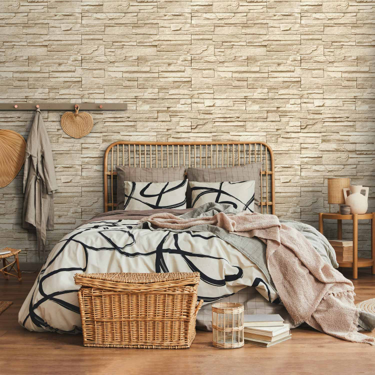 Photo Wallpaper Beige Elegance - Classic Background with Light Stone Texture Design 60984 additionalImage 2